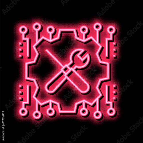 meachanical fix incident neon glow icon illustration