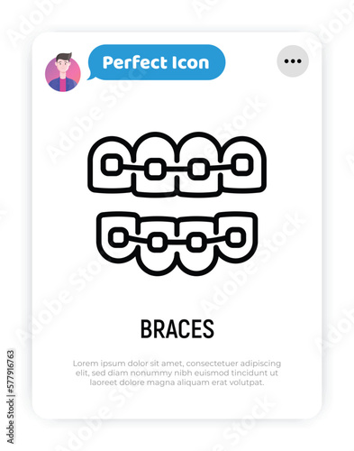 Orthodontics thin line icon. Braces, tooth correction. Dentistry. Vector illustration.