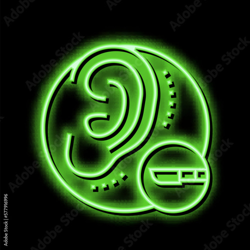 ear surgery neon glow icon illustration