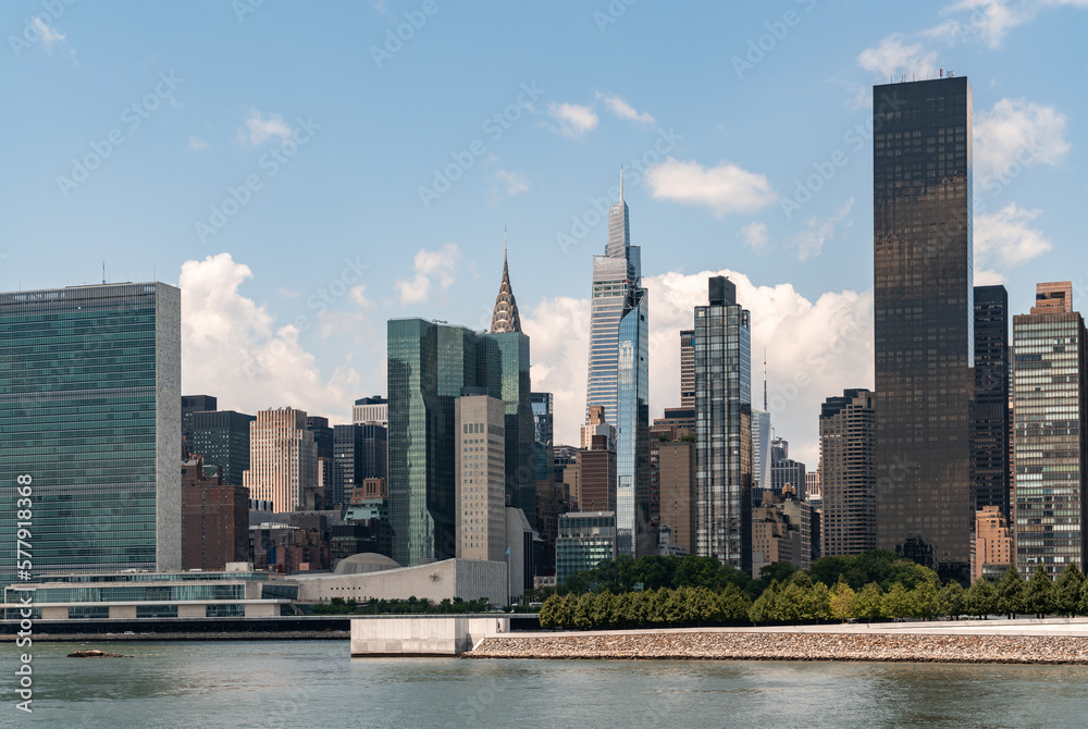 New York waterfront, panoramic view on skyscrapers in midtown New York waterfront, panoramic view on skyscrapers in midtown