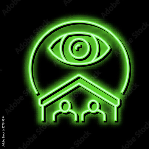 cohabitation surveillance neon glow icon illustration