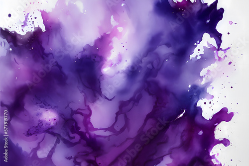 Purple ink spilled on white paper. AI generated