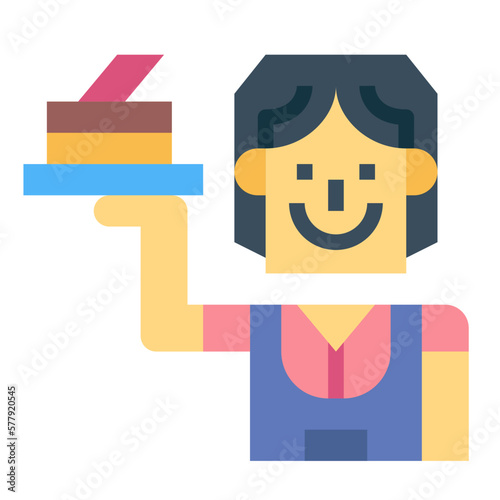waitress flat icon style