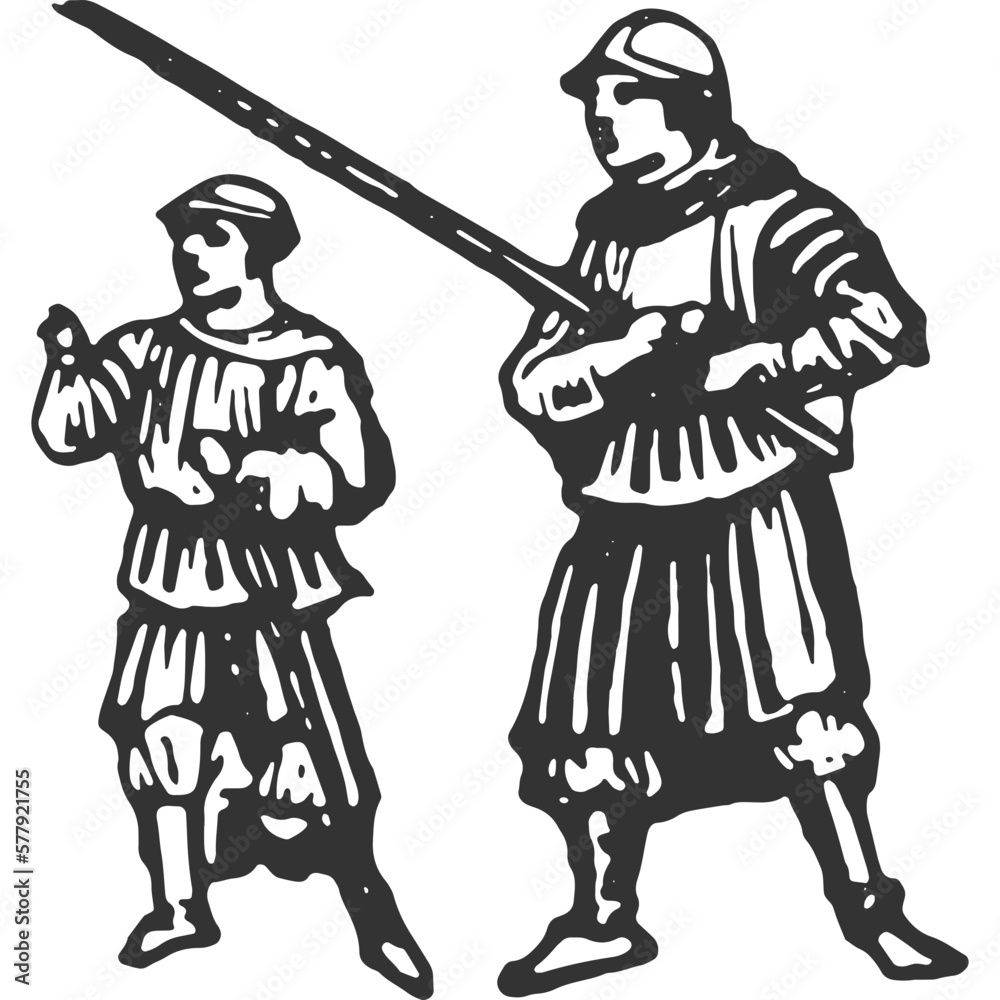 Fototapeta premium New Hilltop Fortress Vintage Illustration Vector