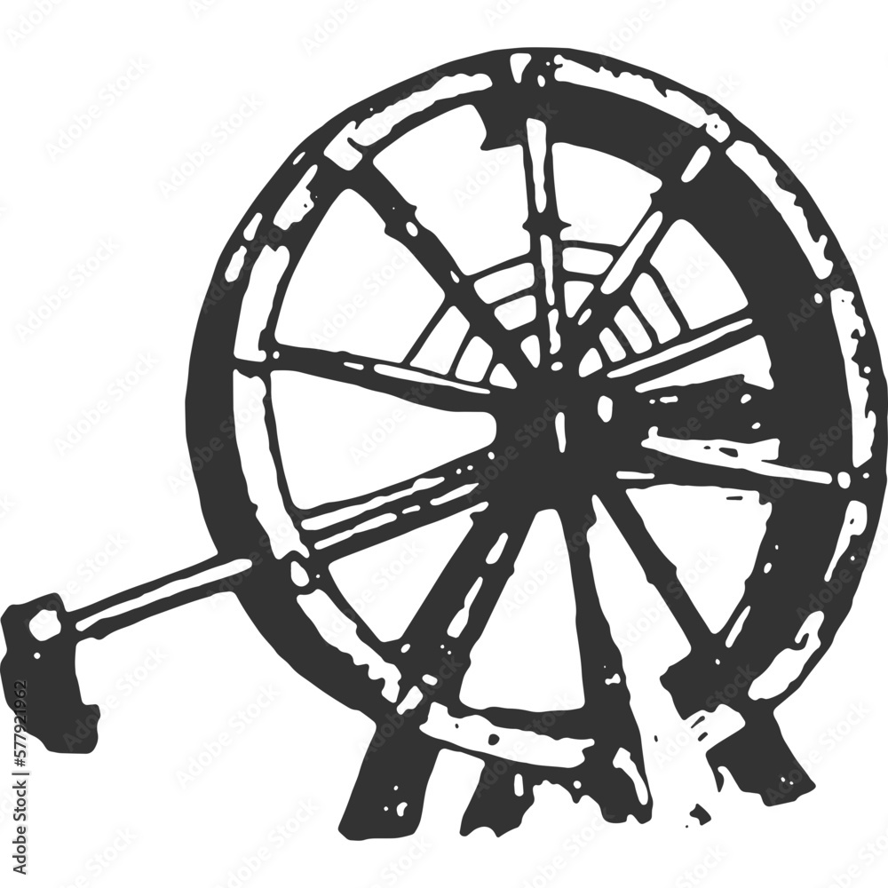 Obraz premium Water Wheel Vintage Illustration Vector