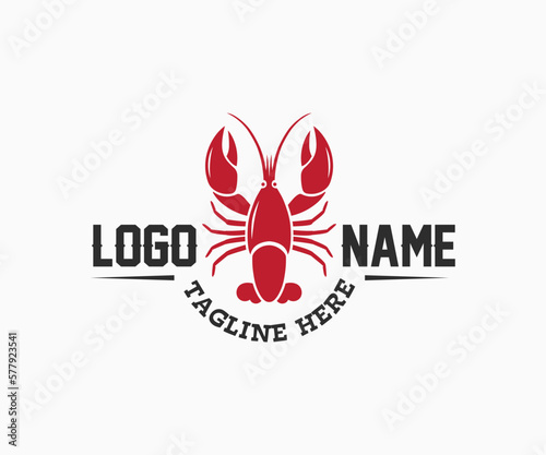 Seafood logo design. Crayfish, Prawn, Shrimp, and Lobster logo design