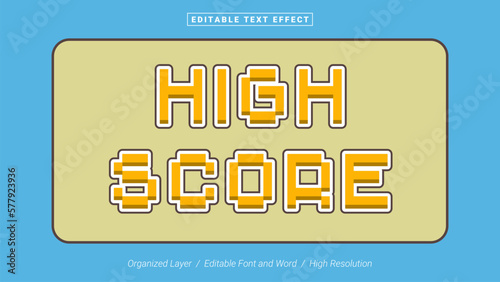High Score Editable Font Design. Alphabet Typography Template Text Effect. Lettering Vector Illustration for Product Brand and Business Logo.
