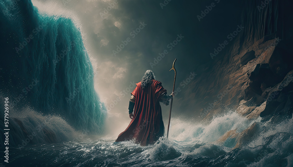 Moses Parting Red Sea Bible Generated AI Generated AI Stock 
