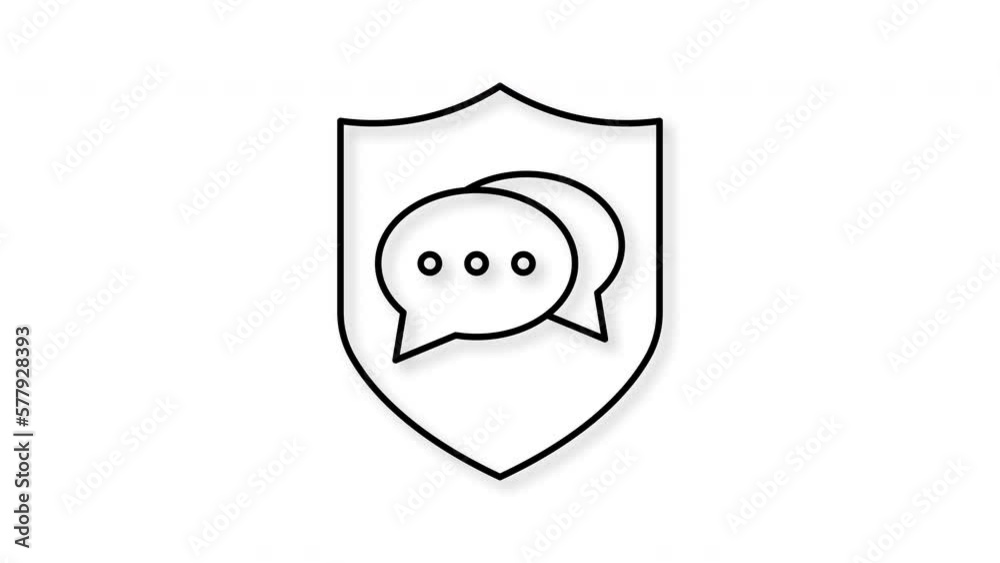 Secured chatting concepth with speech bubbles and shielding. icon animation. motion graphics. Secured chatting concepth with speech bubbles and shielding. icon animation. motion graphics.