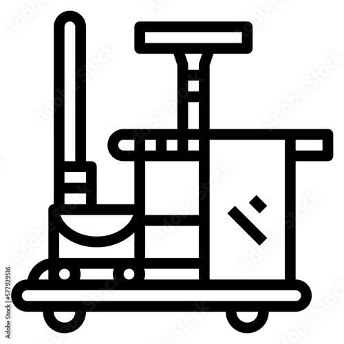trolly cleaning line icon style