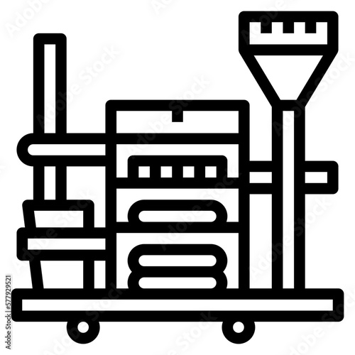 trolly cleaning line icon style
