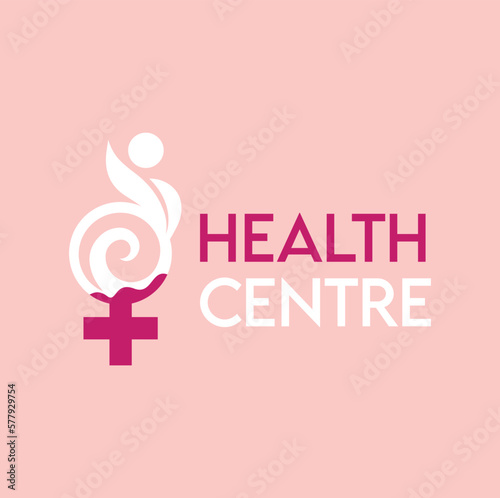 Female gender icon with pause and blood in pink color. Concept of menstruation period, pregnancy, or menopause. Vector illustration in flat style