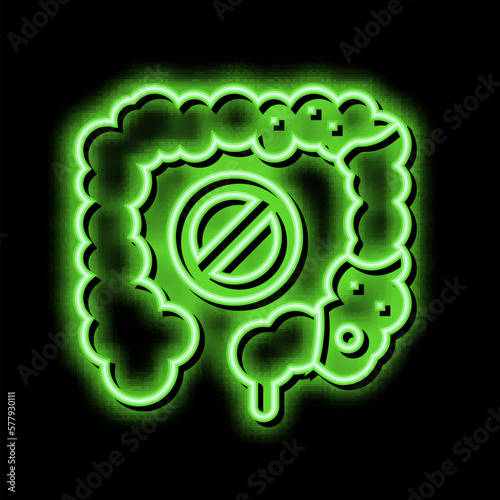 constipation digestion system neon glow icon illustration