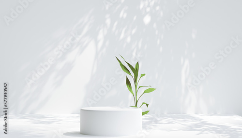 Tableau sur toile cylinder pedestal podium for product presentation. 3d rendering.