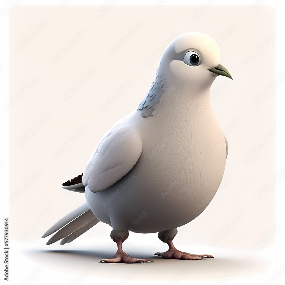 Dove 3D Isolated White. Generative AI Dove 3D Isolated White. Generative AI