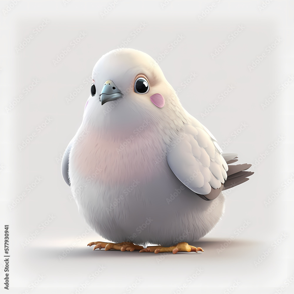 Dove 3D Isolated White. Generative AI Dove 3D Isolated White. Generative AI