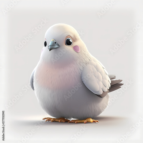 Dove 3D Isolated White. Generative AI