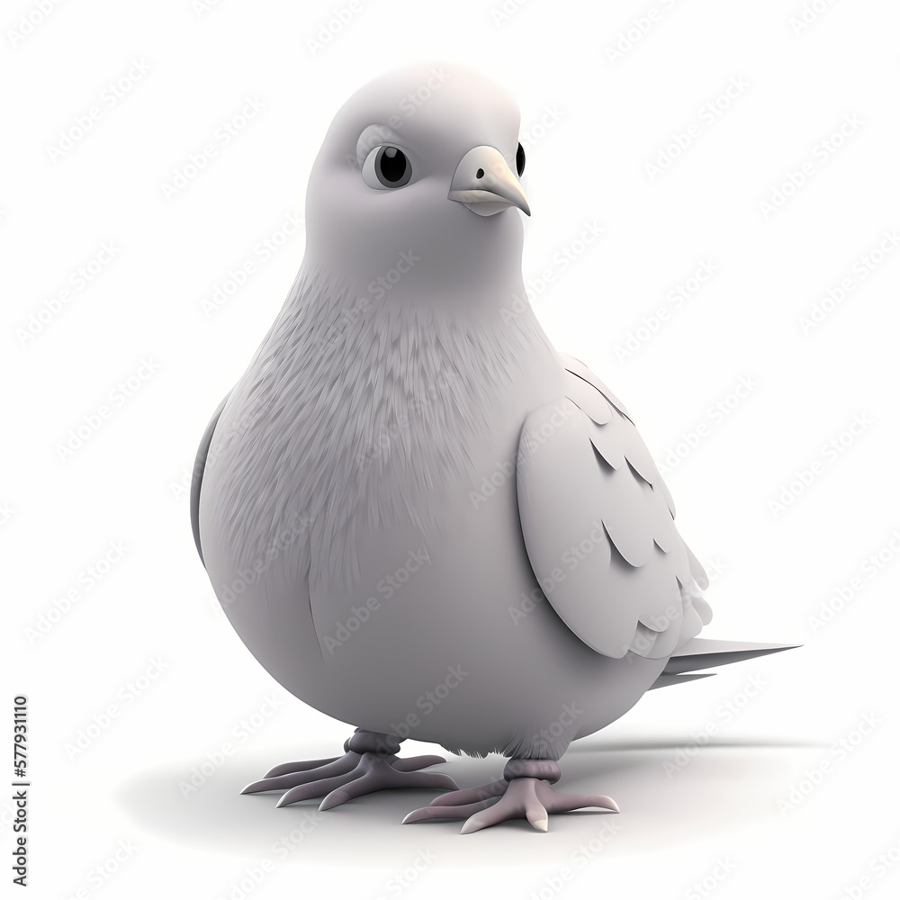 Dove 3D Isolated White. Generative AI Dove 3D Isolated White. Generative AI