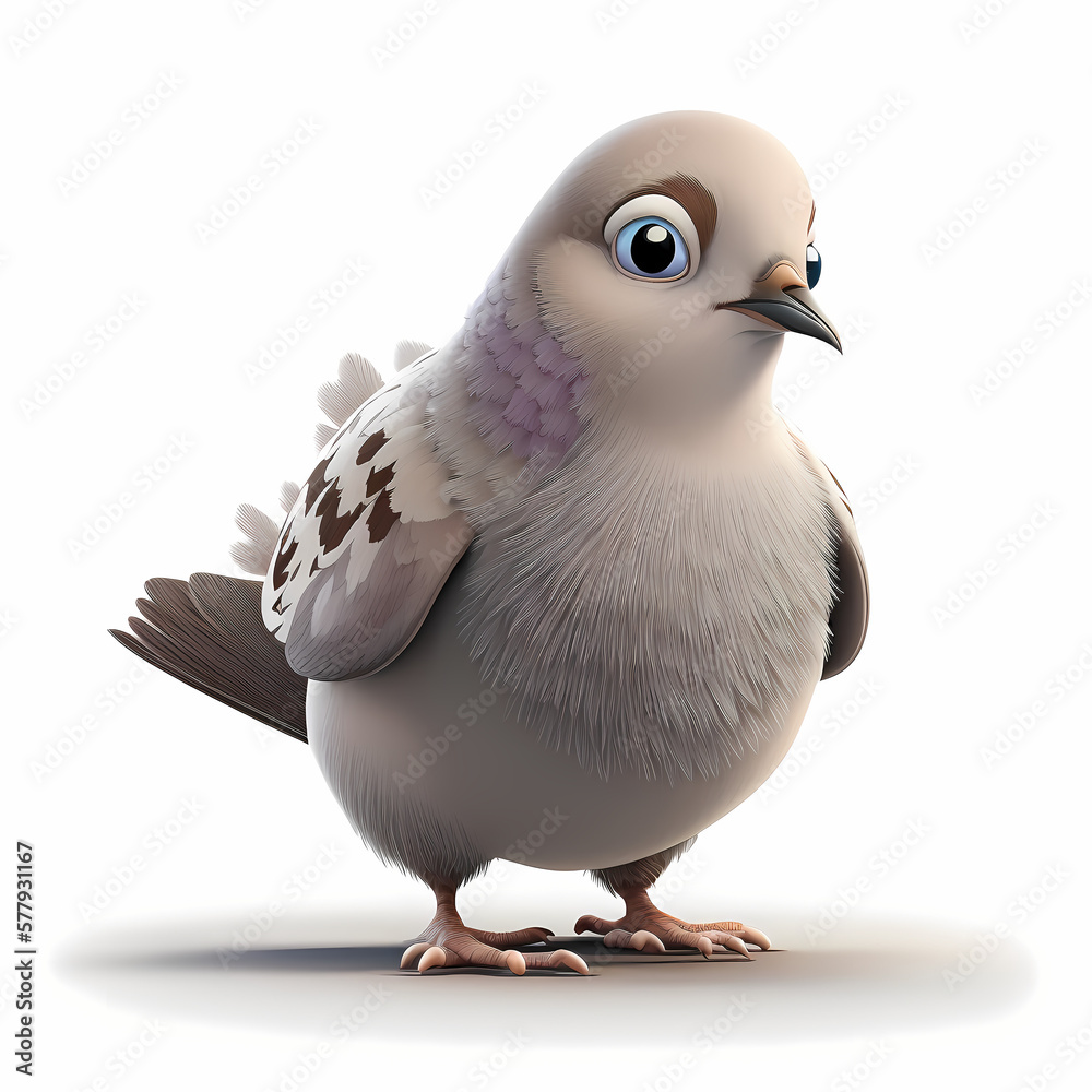 Dove 3D Isolated White. Generative AI Dove 3D Isolated White. Generative AI