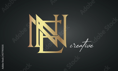 luxury letters NEN golden logo icon premium monogram, creative royal logo design photo