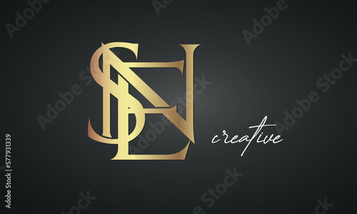 luxury letters SEN golden logo icon premium monogram, creative royal logo design