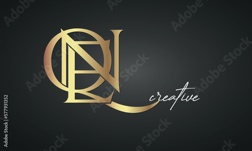 luxury letters QEN golden logo icon premium monogram, creative royal logo design photo