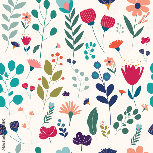 vegetable seamless background in flat style, vector