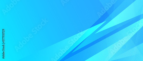 Blue sport banner background with halftone and geometric composition