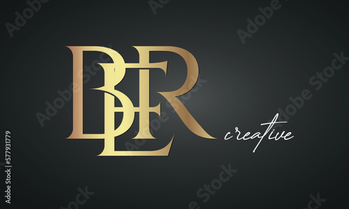 luxury letters BER golden logo icon premium monogram, creative royal logo design