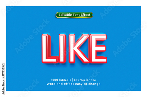 Like text, blue background, 3d style editable text effect