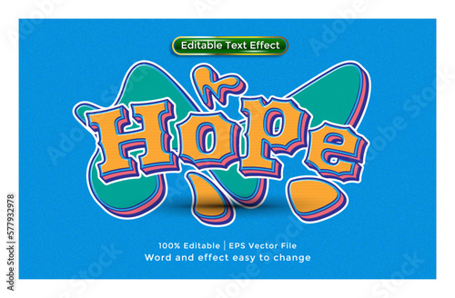 Hope text, fun background, 3d style editable text effect