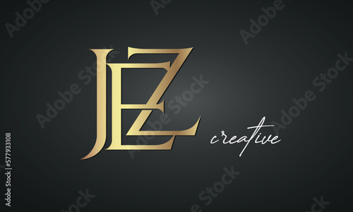 luxury letters JEZ golden logo icon premium monogram, creative royal logo design	 photo