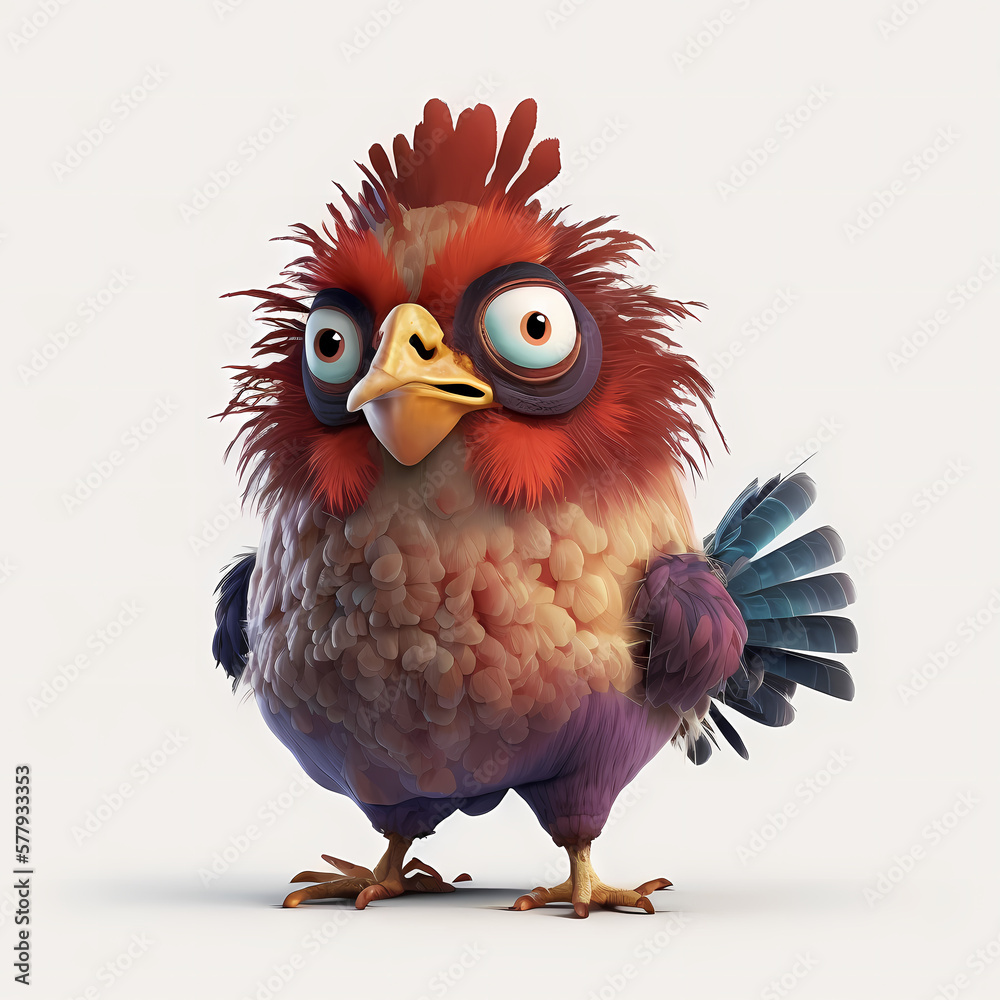 Hen Isolated White. Generative AI Hen Isolated White. Generative AI