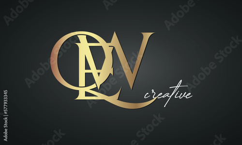 luxury letters QEW golden logo icon premium monogram, creative royal logo design	 photo