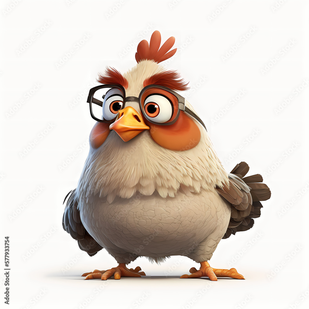 Hen Isolated White. Generative AI