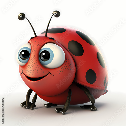 Lady Bug Isolated On White Background. Generative AI