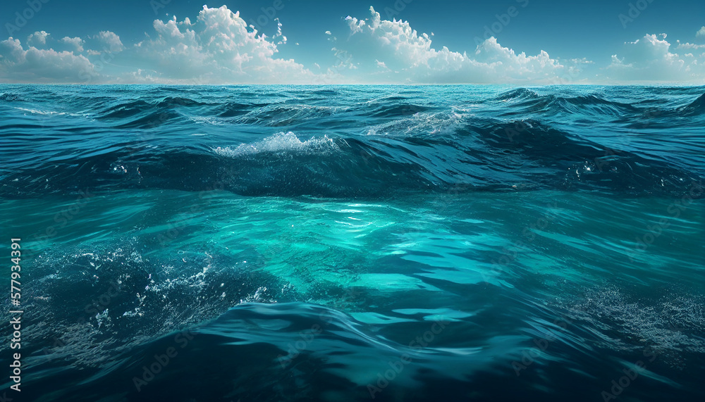 Beautiful dramatic seascape with ripples, Generative AI