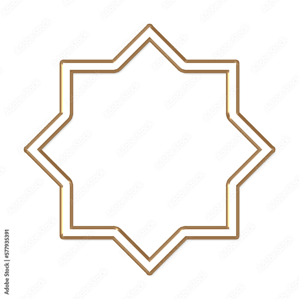 Hexagon islamic frame golden line element design Hexagon islamic frame golden line element design