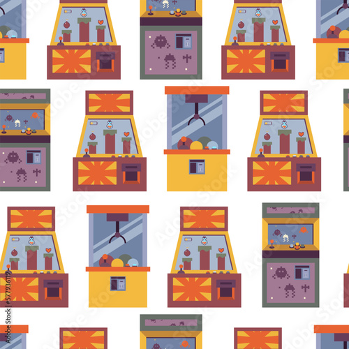 Game machine vector cartoon seamless pattern background for wallpaper, wrapping, packing, and backdrop.