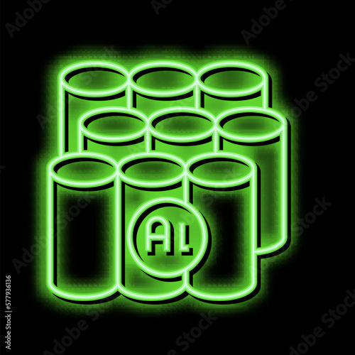 product of aluminium production neon glow icon illustration