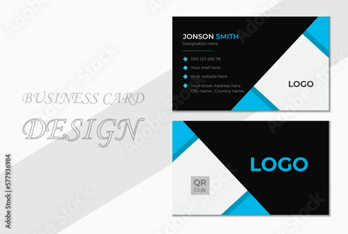 Blue Stylish Business Card. Creative and Clean Business Card Template. Double-sided Business card. Minimalist Business Card Template.