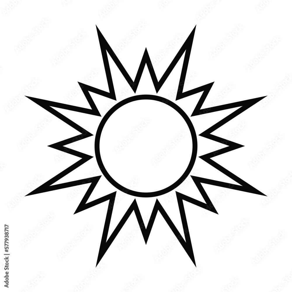 sun icon, sunny vector, hot illustration