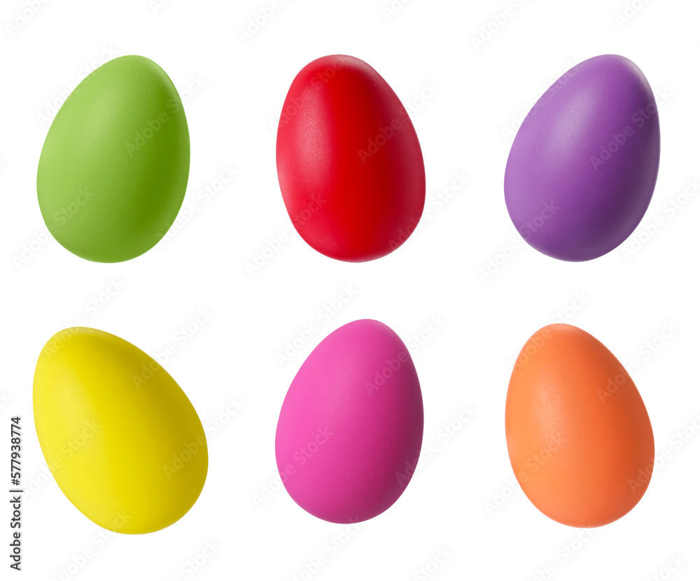 Set of different colorful Easter eggs on white background Set of different colorful Easter eggs on white background
