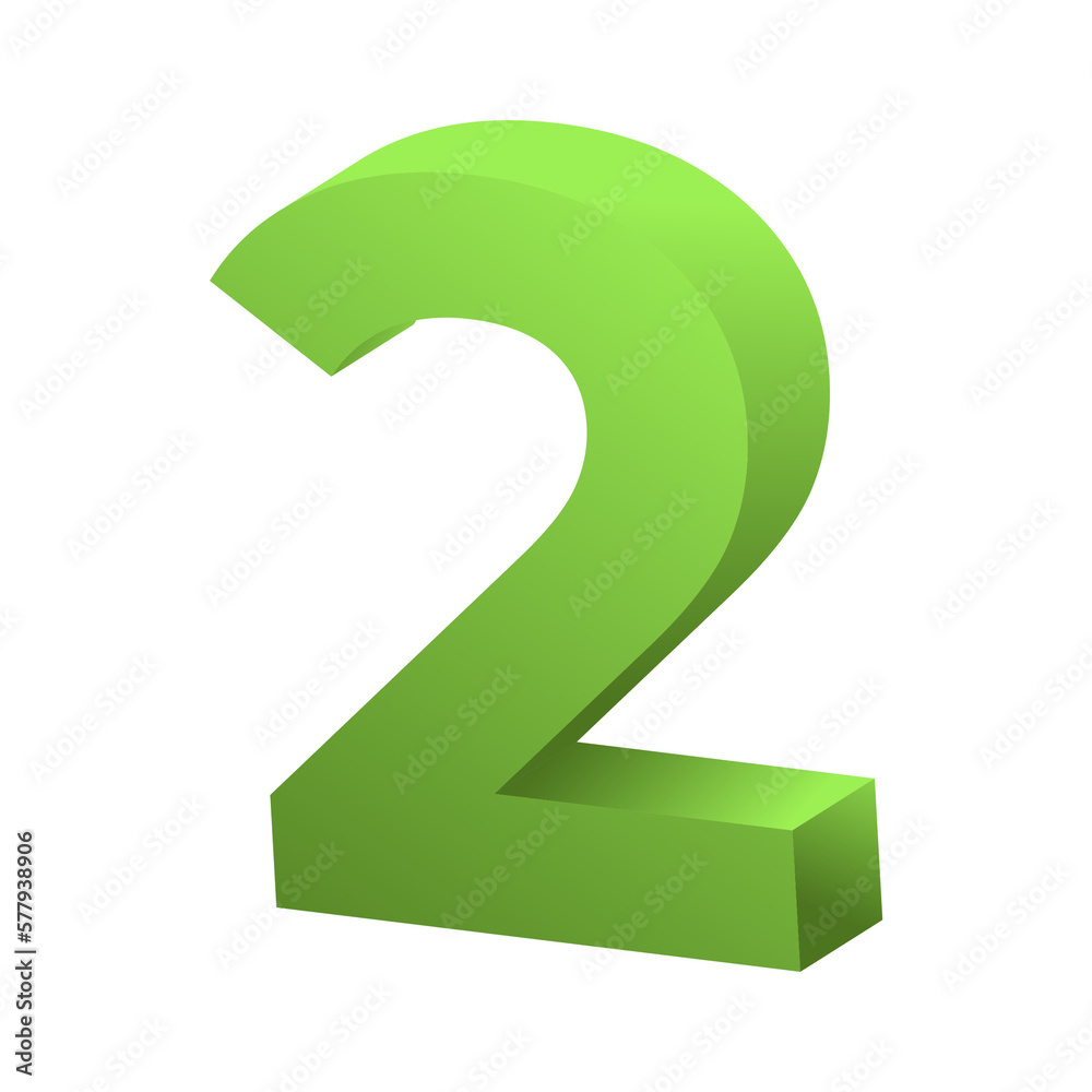 3d rendering green number 2 isolated png file 3d rendering green number 2 isolated png file