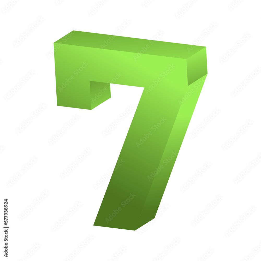 3d rendering green number 7 isolated png file 3d rendering green number 7 isolated png file