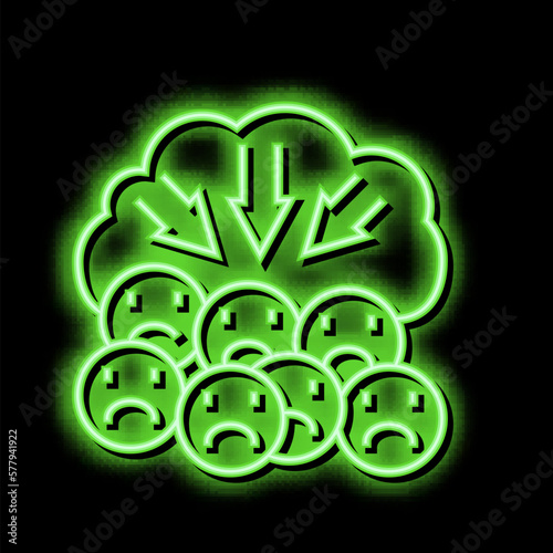 suppression of negativity reputation management neon glow icon illustration