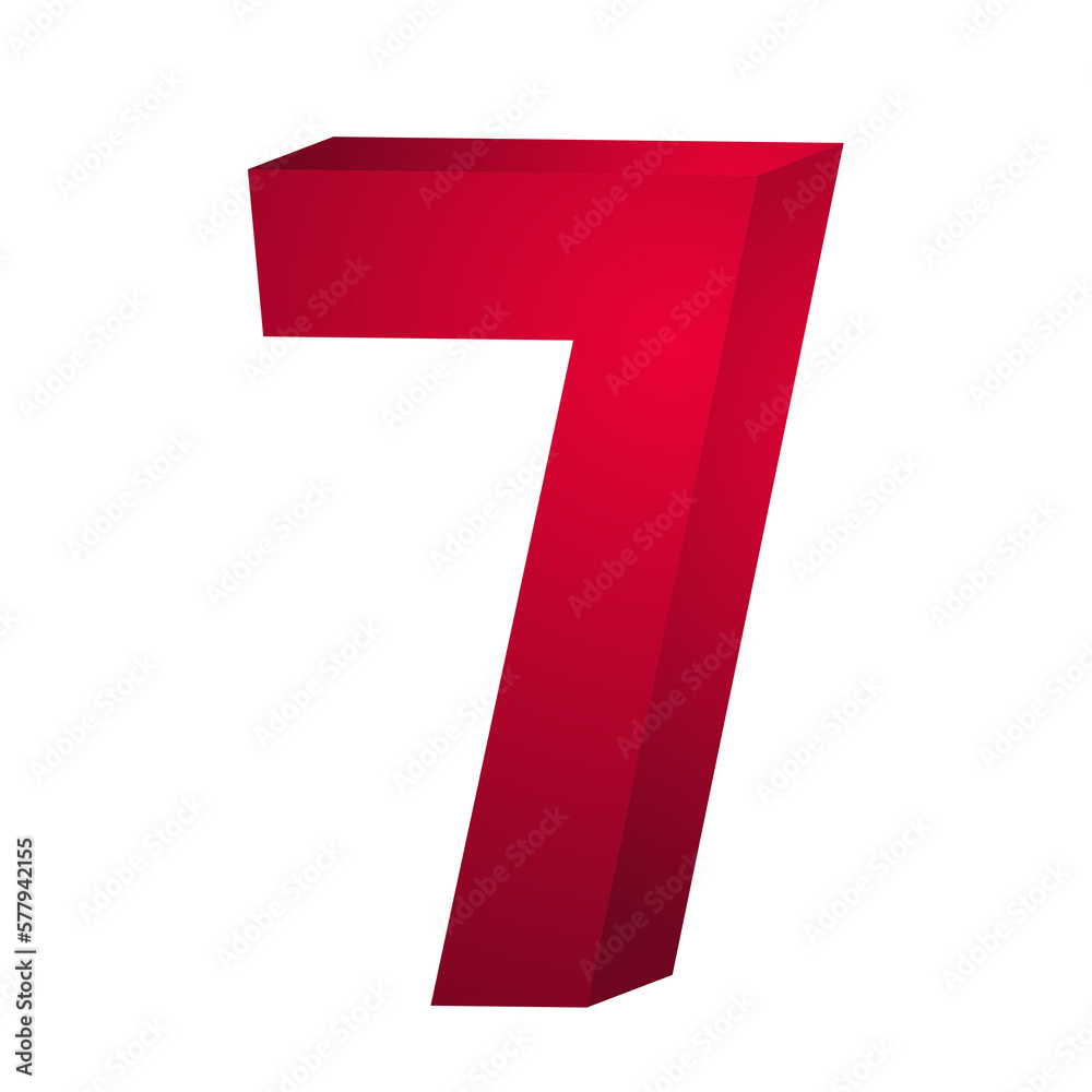 3d rendering red number 7 isolated png file 3d rendering red number 7 isolated png file