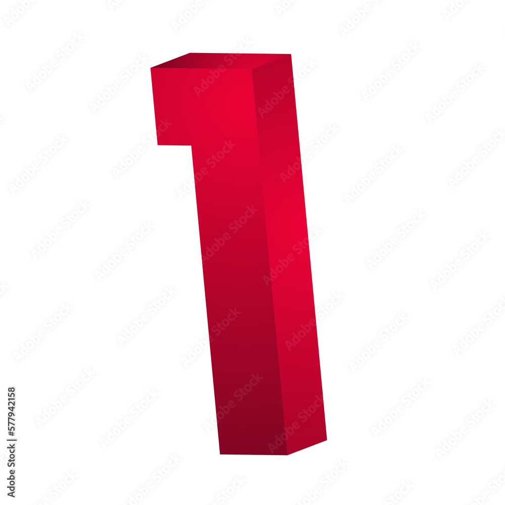 3d rendering red number 1 isolated png file 3d rendering red number 1 isolated png file