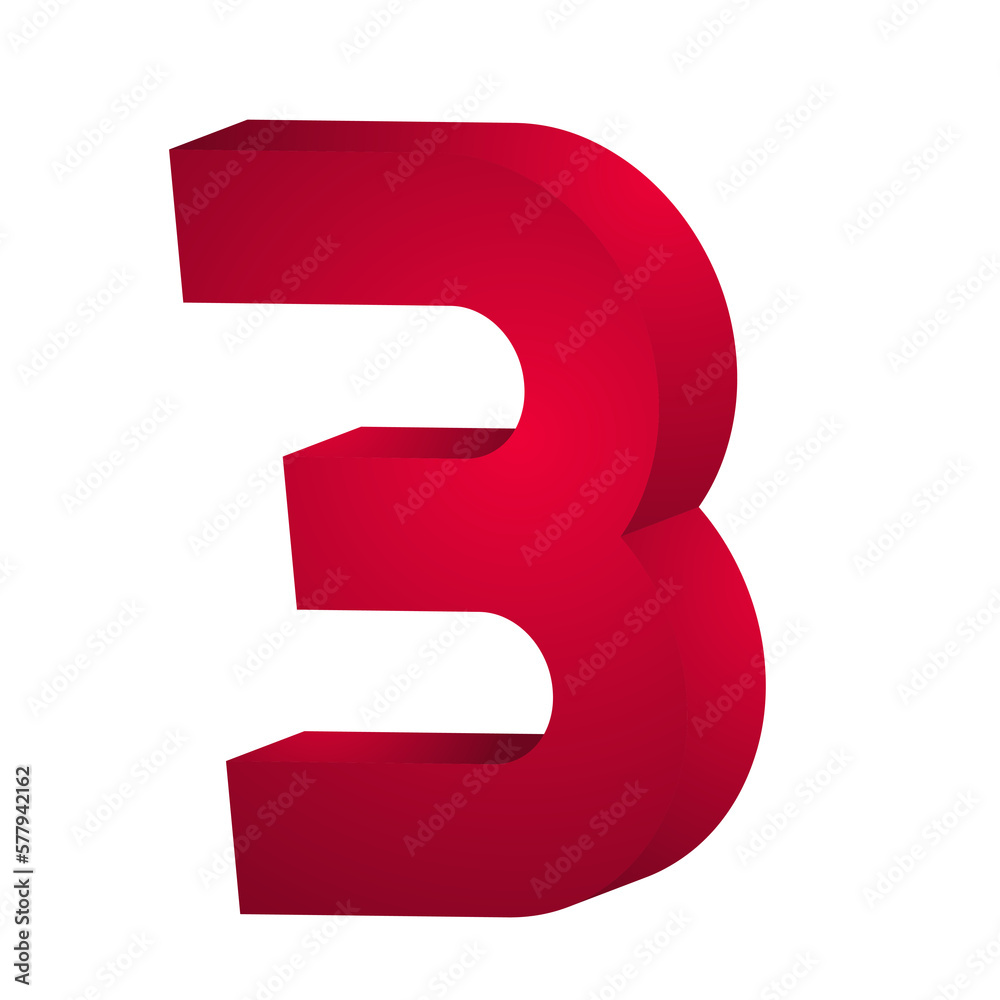 3d rendering red number 3 isolated png file 3d rendering red number 3 isolated png file