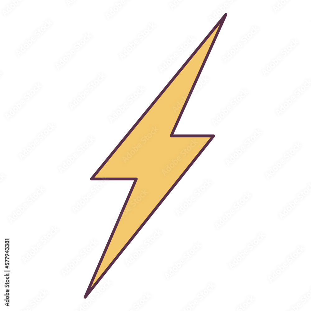 Retro 70s Groovy Hippie sticker lightning. Psychedelic cartoon element -funky illustration in vintage hippy style. Vector flat illustration for banner, flyer, invitation, card. Retro 70s Groovy Hippie sticker lightning. Psychedelic cartoon element -funky illustration in vintage hippy style. Vector flat illustration for banner, flyer, invitation, card.